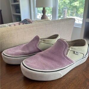 Vans Slip-On Sneakers in Purple Suede, Green canvas and Blue Suede.